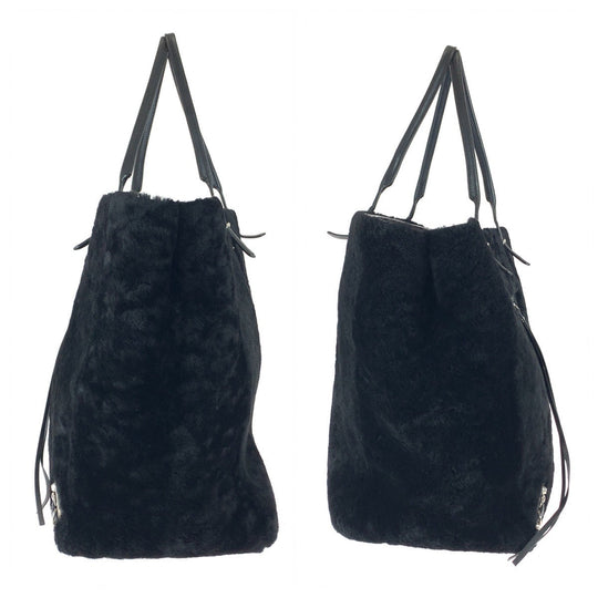 BALENCIAGA Tote Bag 387480 Mouton, Leather Black SilverMetal Tote Bag handbag paper Women Used Authentic