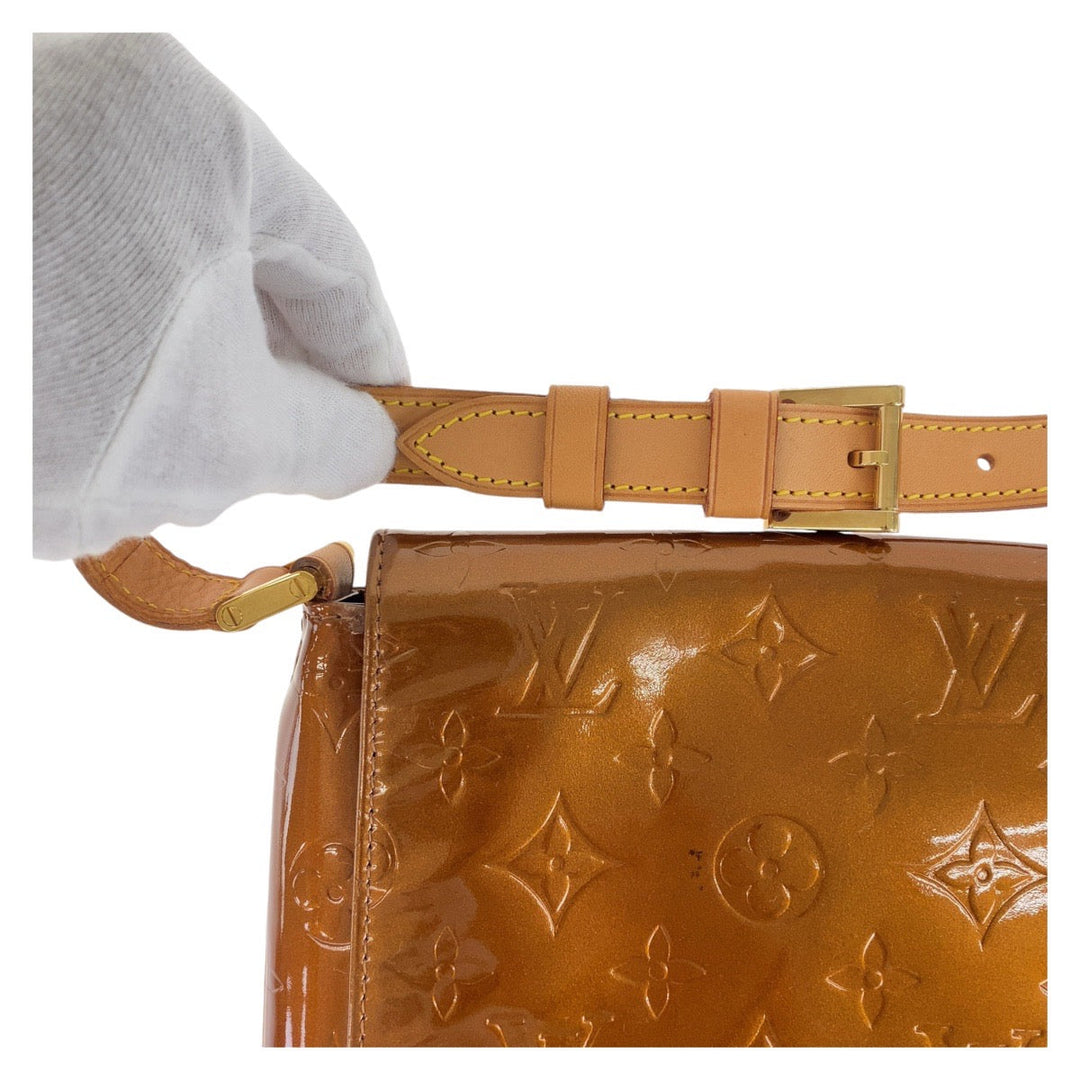LOUIS VUITTON Shoulder Bag M91124 Patent leather, leather Bronze Brown GoldMetal Shoulder Bag Messenger bag Vernis Thompson Street Women Used Authentic