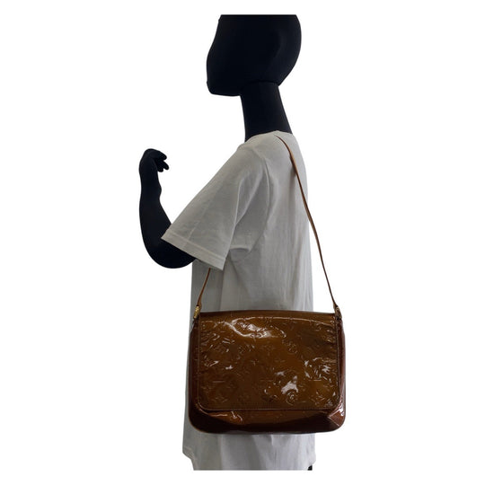 LOUIS VUITTON Shoulder Bag M91124 Patent leather, leather Bronze Brown GoldMetal Shoulder Bag Messenger bag Vernis Thompson Street Women Used Authentic