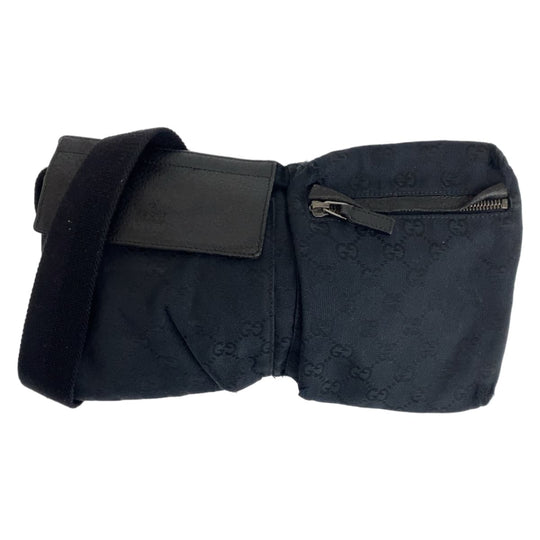 GUCCI Waist bag 28566 GG canvas Black SilverMetal Waist bag, Sling bag, Bum bag mens Used Authentic