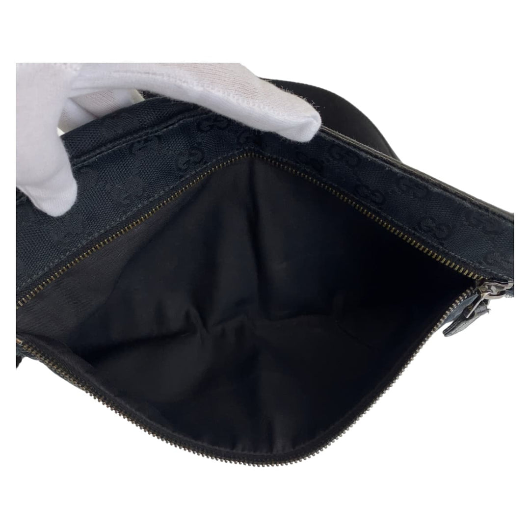 GUCCI Waist bag 28566 GG canvas Black SilverMetal Waist bag, Sling bag, Bum bag mens Used Authentic