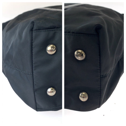 PRADA Shoulder Bag Nylon Black SilverMetal Shoulder Bag Handbag 2WAY Test Triangle With logo mens Used Authentic