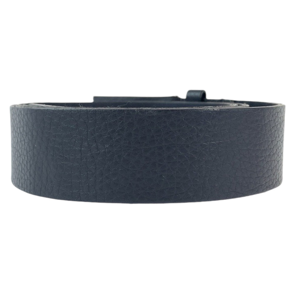 GUCCI belt 368188 leather Navy SilverMetal belt Interlocking mens 32 Used Authentic