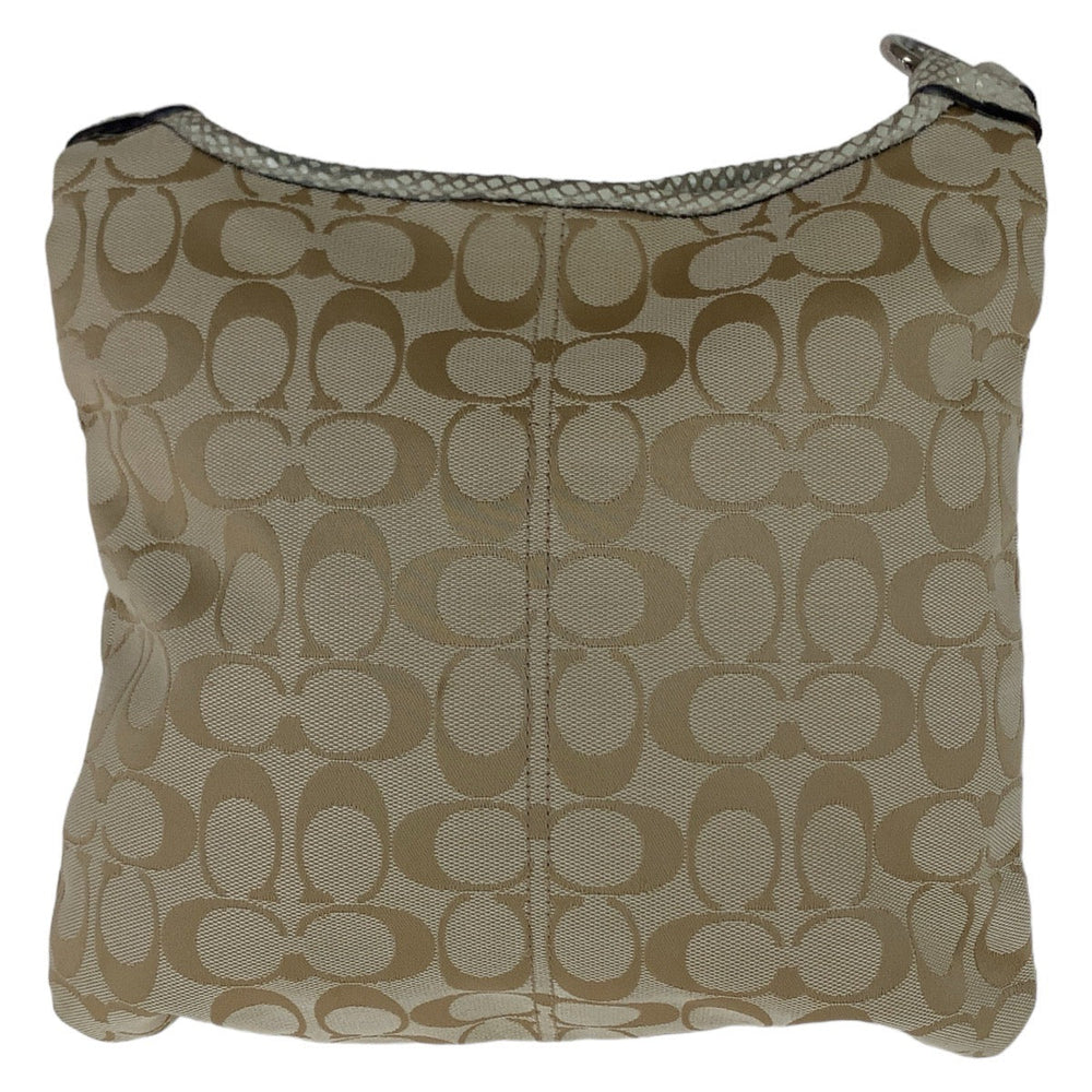 COACH Shoulder Bag canvas beige Signature Embossing