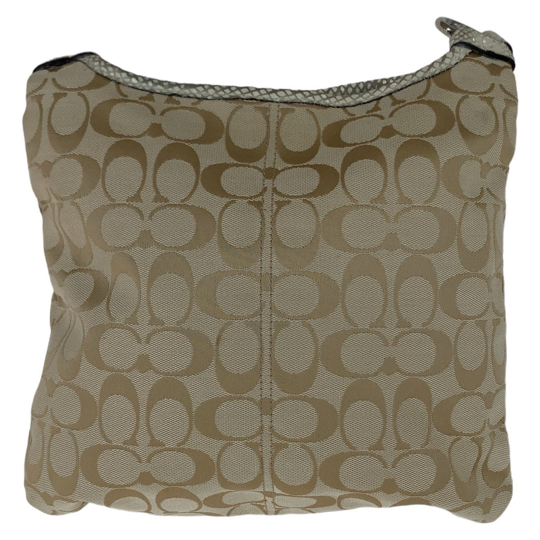 COACH Shoulder Bag canvas beige Signature Embossing