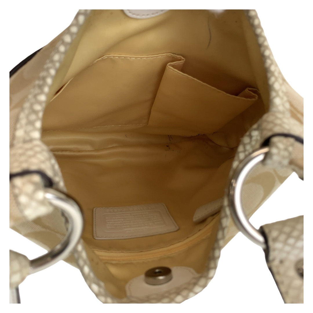 COACH Shoulder Bag canvas beige Signature Embossing
