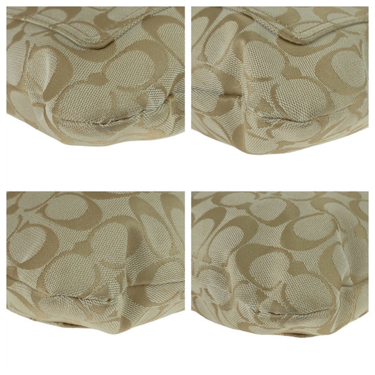 COACH Shoulder Bag canvas beige Signature Embossing