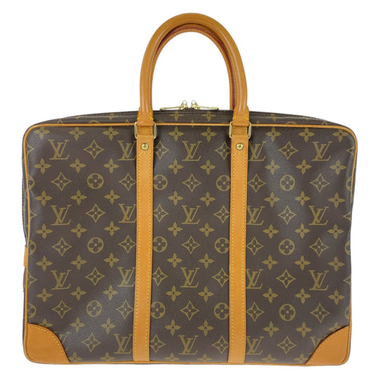 LOUIS VUITTON Business bag M53361 PVC, Leather Brown Beige Gold Metal Business bag, briefcase, A4 storage Monogram Porte Documan Voyagej mens Used Authentic