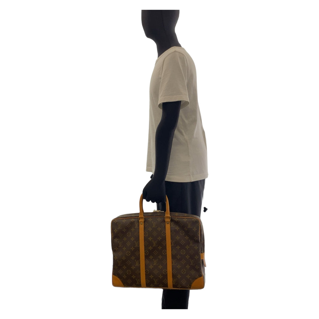 LOUIS VUITTON Business bag M53361 PVC, Leather Brown Beige Gold Metal Business bag, briefcase, A4 storage Monogram Porte Documan Voyagej mens Used Authentic