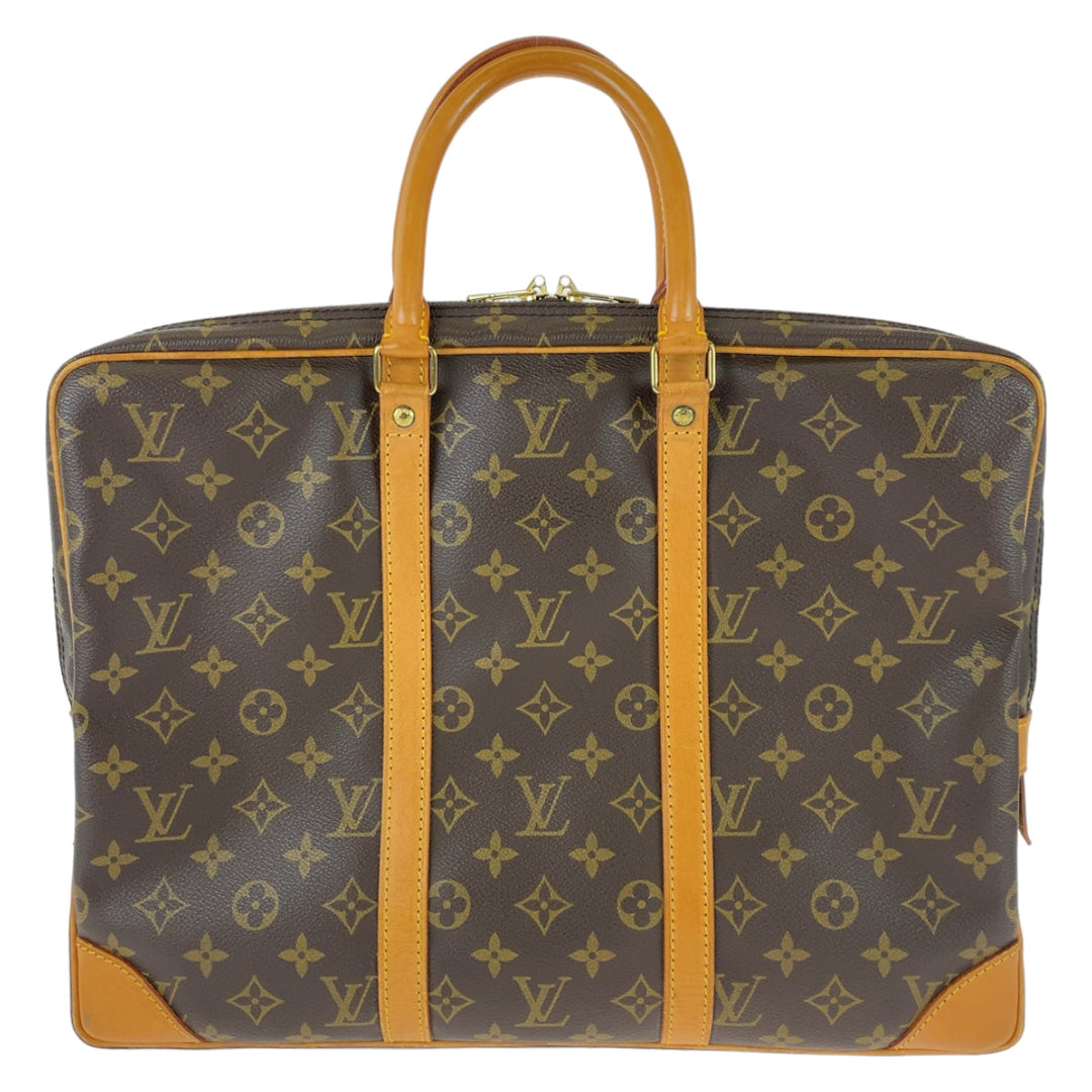 LOUIS VUITTON Business bag M53361 PVC, Leather Brown Beige Gold Metal Business bag, briefcase, A4 storage Monogram Porte Documan Voyagej mens Used Authentic