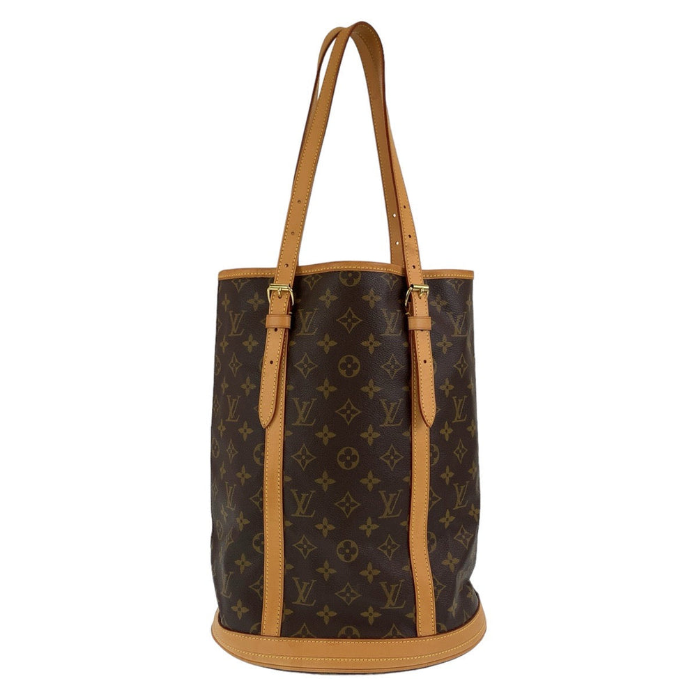 LOUIS VUITTON Tote Bag M42236 PVC, Leather Brown Gold Metal Tote Bag Shoulder Bag Monogram BucketGM Women Used Authentic