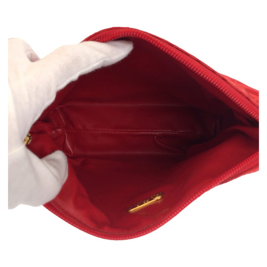FENDI Shoulder Bag canvas Red Gold Metal Crossbody Shoulder Bag Pochette Zucca Women Used Authentic