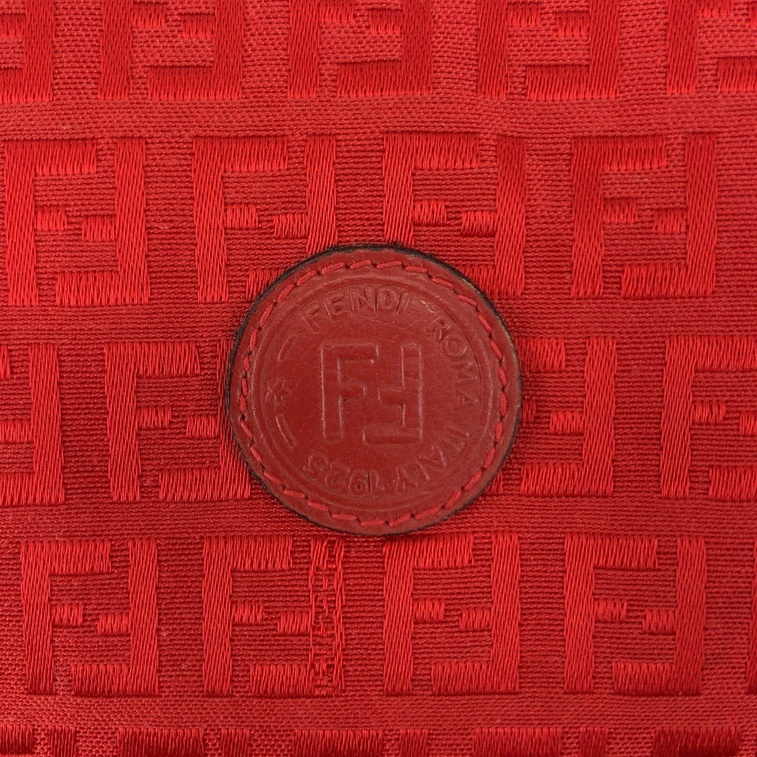 FENDI Shoulder Bag canvas Red Gold Metal Crossbody Shoulder Bag Pochette Zucca Women Used Authentic