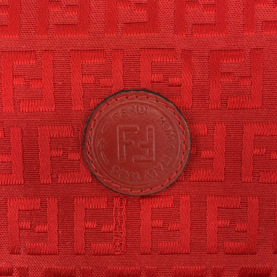 FENDI Shoulder Bag canvas Red Gold Metal Crossbody Shoulder Bag Pochette Zucca Women Used Authentic