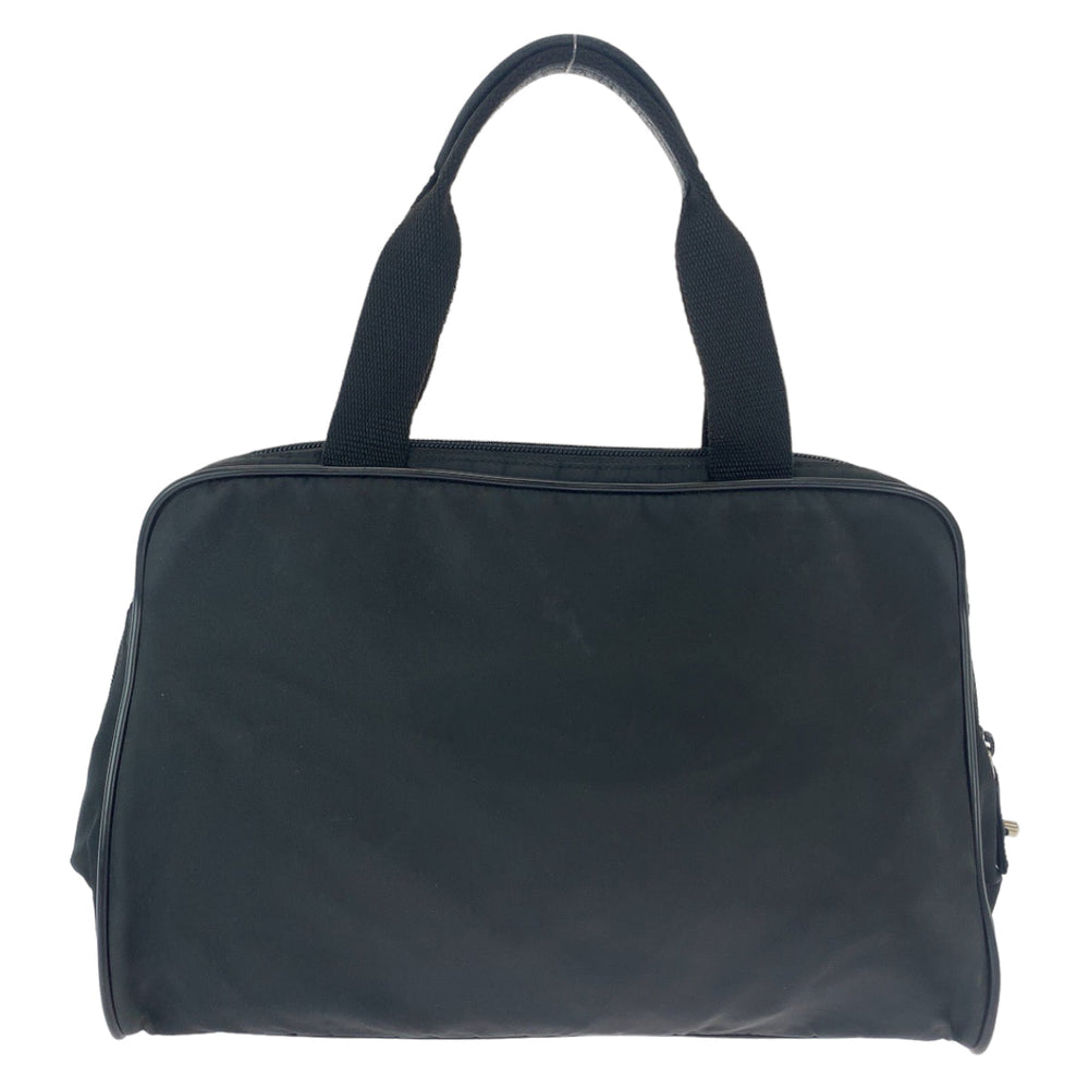 PRADA Handbag Nylon Black SilverMetal Handbag Test Triangle With logo Women Used Authentic