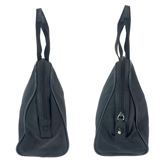 PRADA Handbag Nylon Black SilverMetal Handbag Test Triangle With logo Women Used Authentic