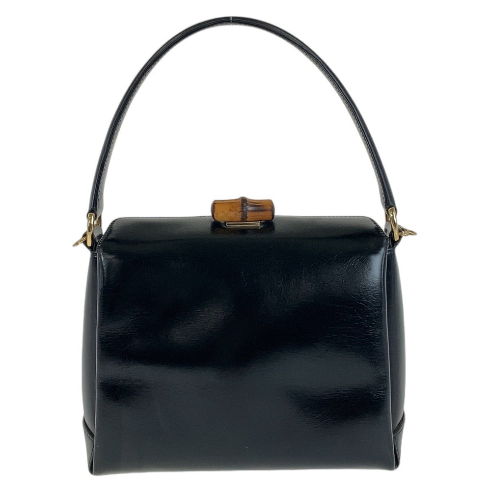 GUCCI Handbag 000 926 0175 leather Black GoldMetal Handbag Shoulder Bag 2way Bamboo Women Used Authentic