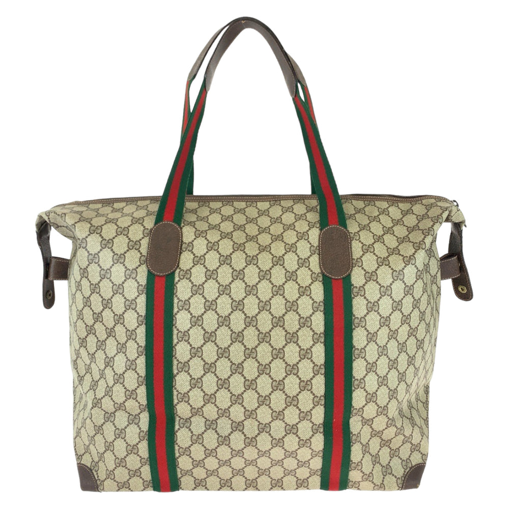 GUCCI Boston Duffel bag 156 19 014 GG Supreme canvas, leather Brown beige Boston Duffel bag Tote Bag Old Gucci Shelly Line Interlocking mens Used Authentic