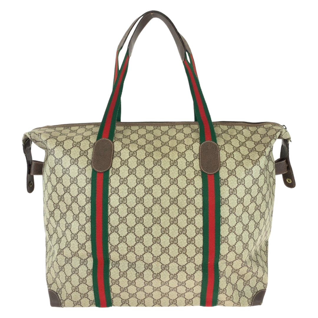 GUCCI Boston Duffel bag 156 19 014 GG Supreme canvas, leather Brown beige Boston Duffel bag Tote Bag Old Gucci Shelly Line Interlocking mens Used Authentic