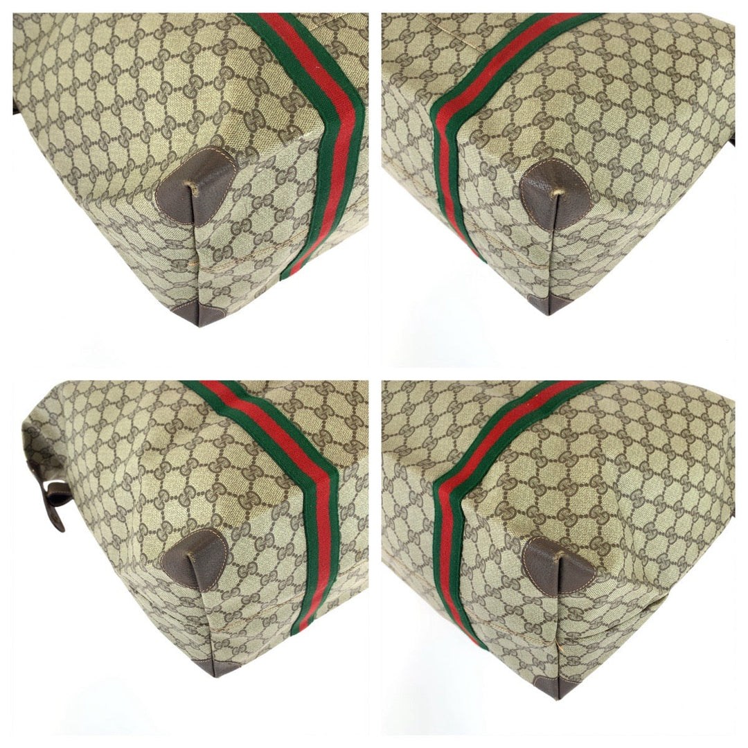 GUCCI Boston Duffel bag 156 19 014 GG Supreme canvas, leather Brown beige Boston Duffel bag Tote Bag Old Gucci Shelly Line Interlocking mens Used Authentic