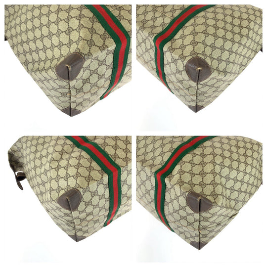 GUCCI Boston Duffel bag 156 19 014 GG Supreme canvas, leather Brown beige Boston Duffel bag Tote Bag Old Gucci Shelly Line Interlocking mens Used Authentic