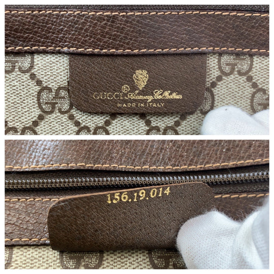 GUCCI Boston Duffel bag 156 19 014 GG Supreme canvas, leather Brown beige Boston Duffel bag Tote Bag Old Gucci Shelly Line Interlocking mens Used Authentic