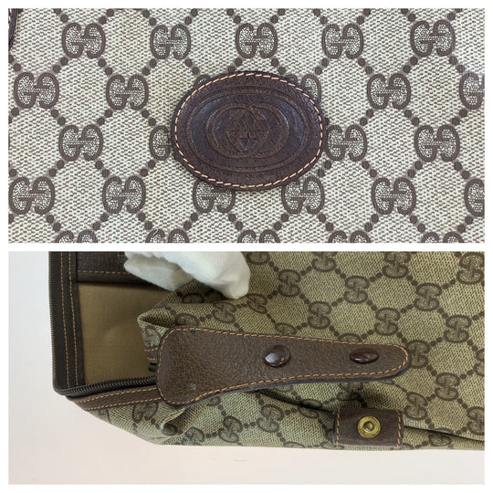 GUCCI Boston Duffel bag 156 19 014 GG Supreme canvas, leather Brown beige Boston Duffel bag Tote Bag Old Gucci Shelly Line Interlocking mens Used Authentic
