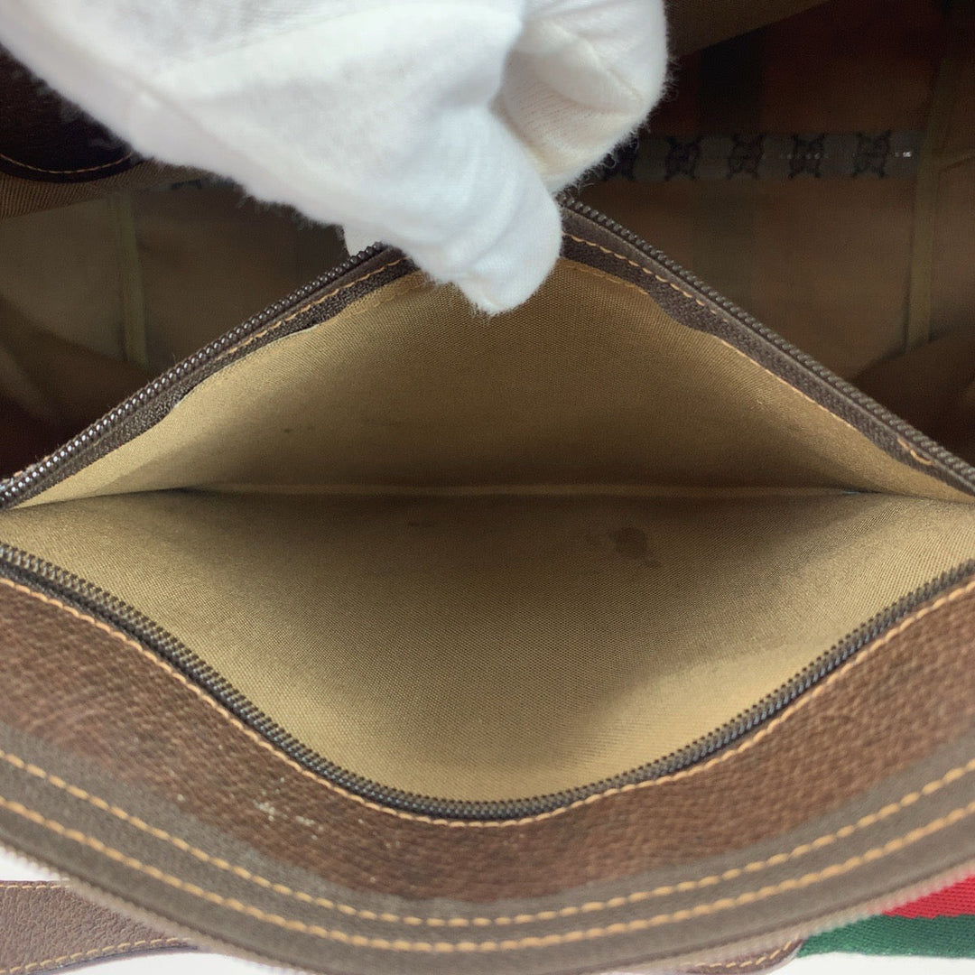 GUCCI Boston Duffel bag 156 19 014 GG Supreme canvas, leather Brown beige Boston Duffel bag Tote Bag Old Gucci Shelly Line Interlocking mens Used Authentic