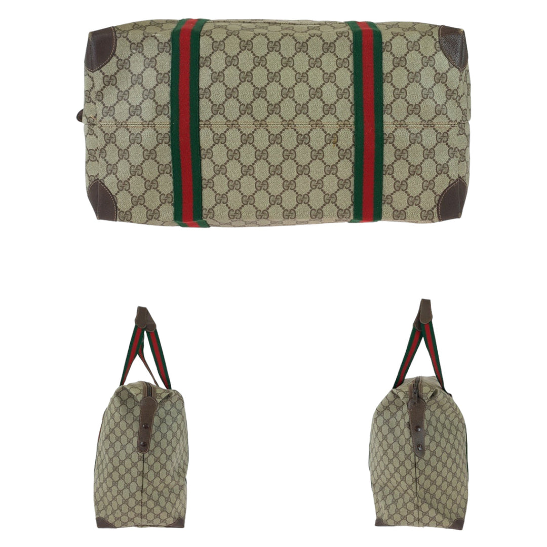 GUCCI Boston Duffel bag 156 19 014 GG Supreme canvas, leather Brown beige Boston Duffel bag Tote Bag Old Gucci Shelly Line Interlocking mens Used Authentic