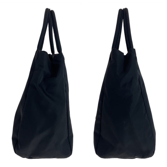 PRADA Tote Bag Nylon Black SilverMetal Tote Bag handbag Test Triangle With logo Women Used Authentic