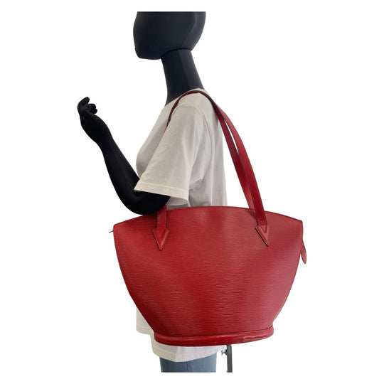LOUIS VUITTON Tote Bag M52277 Epi Leather Castilian Red GoldMetal Tote Bag Shoulder Bag Epi Sun jack Women Used Authentic