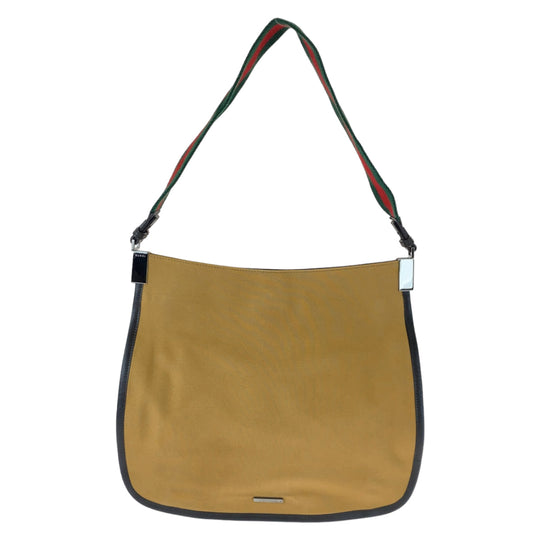 GUCCI Shoulder Bag 001 4321 2684 canvas Beige SilverMetal Sherry line Women Used Authentic