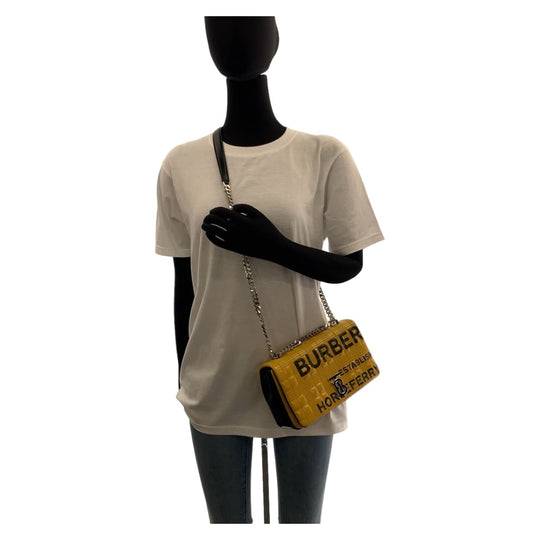 BURBERRY Shoulder Bag leather Yellow Black SilverMetal Crossbody Shoulder Bag roller TB Bag Women Used Authentic