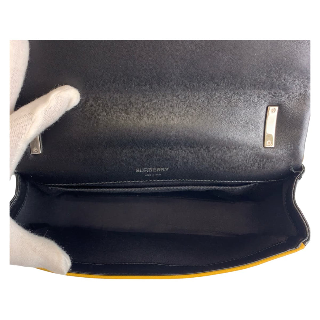 BURBERRY Shoulder Bag leather Yellow Black SilverMetal Crossbody Shoulder Bag roller TB Bag Women Used Authentic