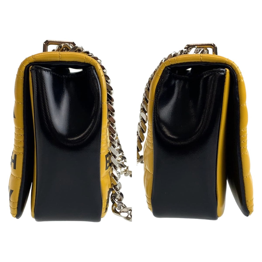 BURBERRY Shoulder Bag leather Yellow Black SilverMetal Crossbody Shoulder Bag roller TB Bag Women Used Authentic