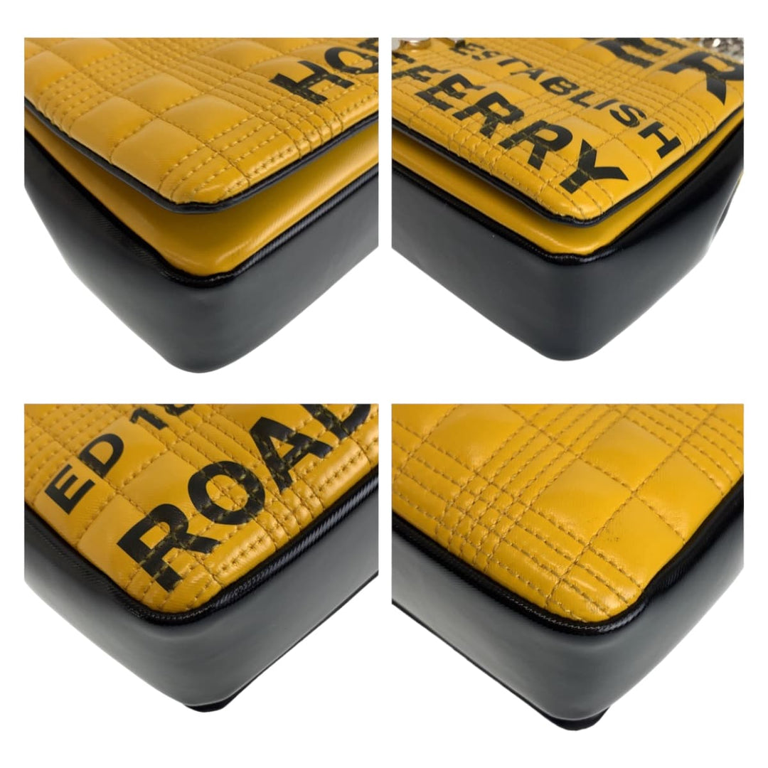 BURBERRY Shoulder Bag leather Yellow Black SilverMetal Crossbody Shoulder Bag roller TB Bag Women Used Authentic