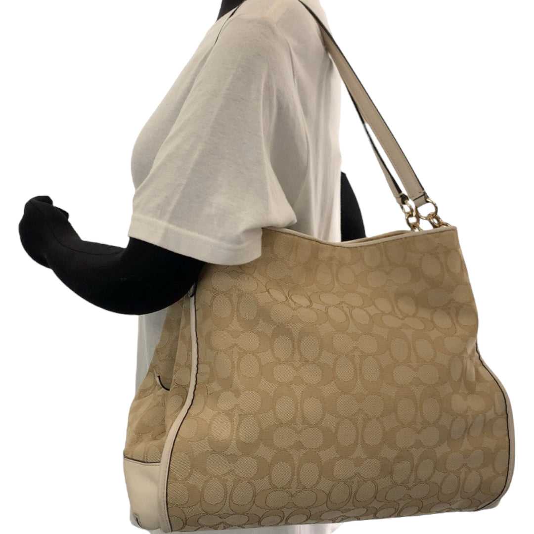 COACH Shoulder Bag F36424 canvas beige Signature