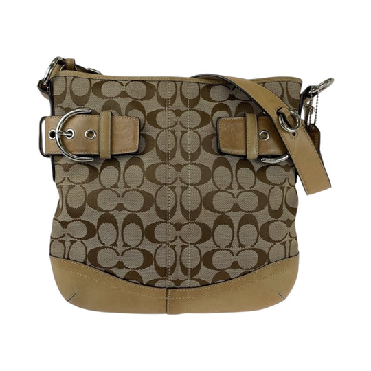 COACH Shoulder Bag canvas beige Signature
