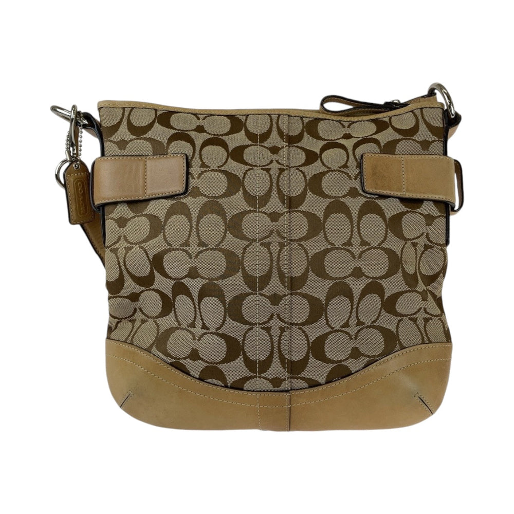 COACH Shoulder Bag canvas beige Signature