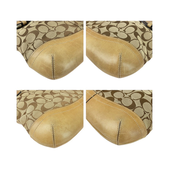 COACH Shoulder Bag canvas beige Signature