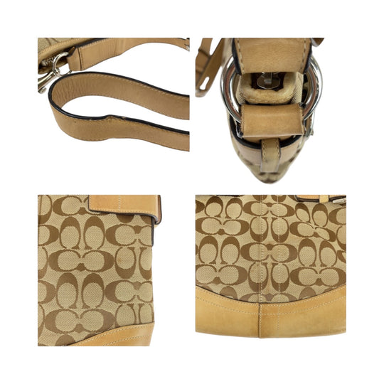 COACH Shoulder Bag canvas beige Signature