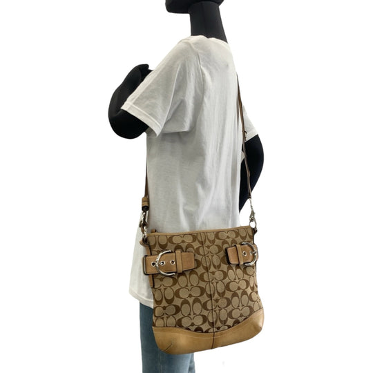 COACH Shoulder Bag canvas beige Signature