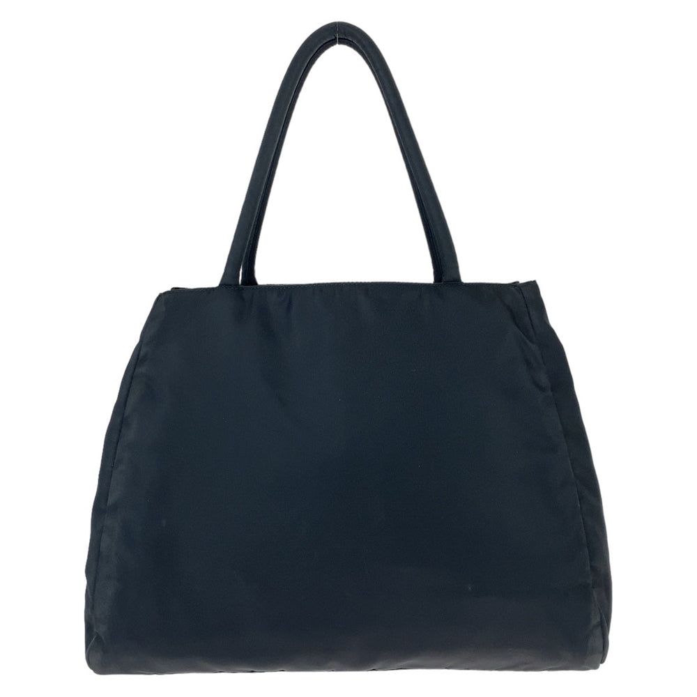 PRADA Tote Bag Nylon Black SilverMetal Tote Bag Shoulder Bag Test Triangle With logo Women Used Authentic