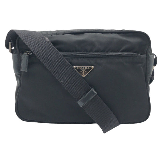 PRADA Shoulder Bag Nylon Black black Crossbody Shoulder Bag Pochette Test Triangular logo mens Used Authentic