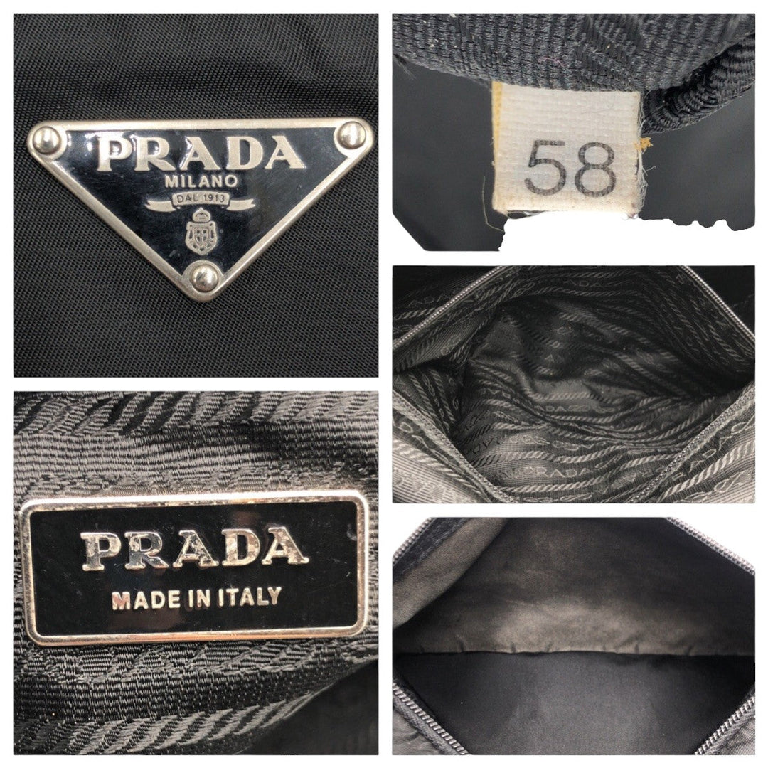 PRADA Shoulder Bag Nylon Black black Crossbody Shoulder Bag Pochette Test Triangular logo mens Used Authentic