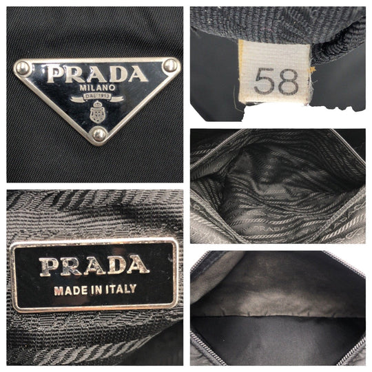 PRADA Shoulder Bag Nylon Black black Crossbody Shoulder Bag Pochette Test Triangular logo mens Used Authentic