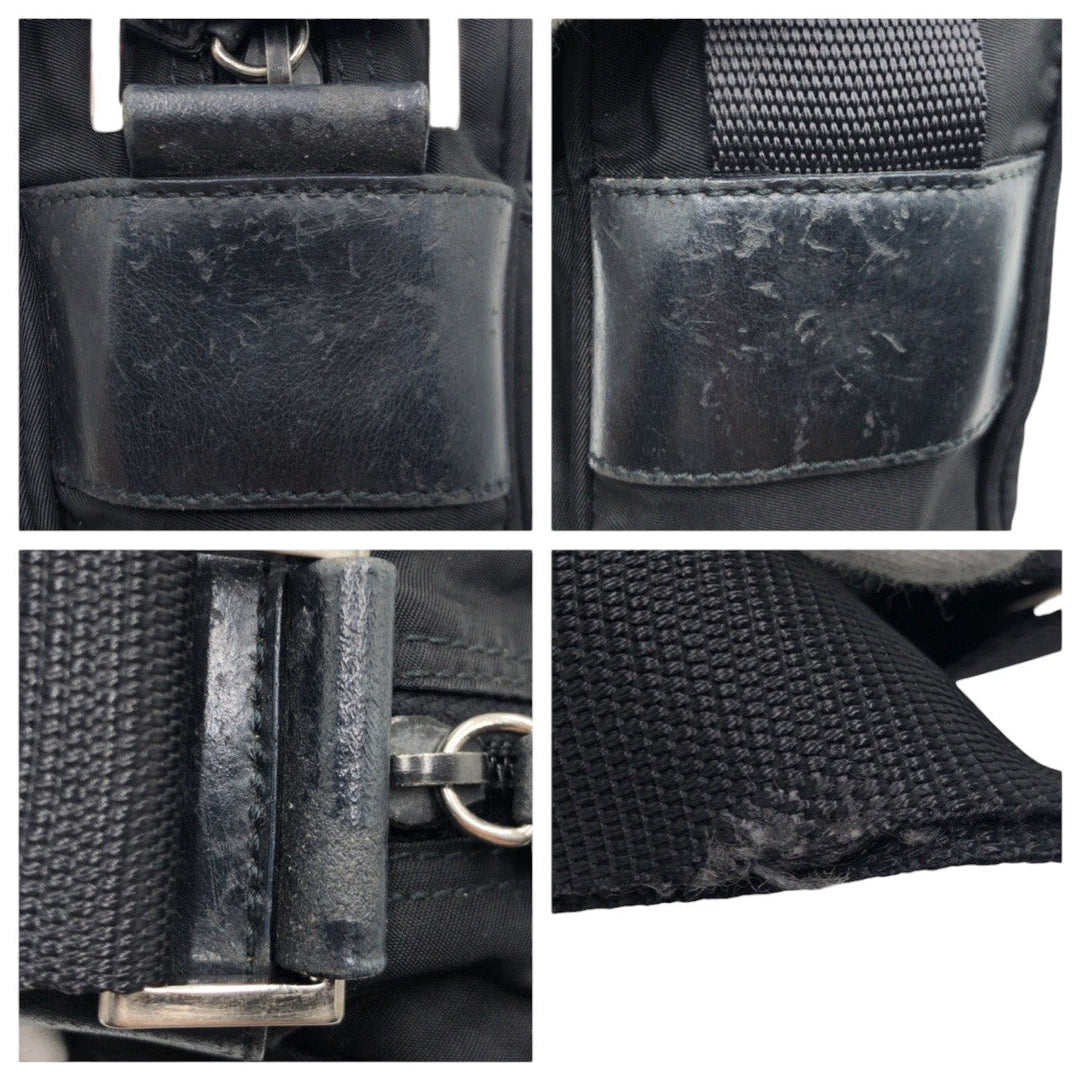 PRADA Shoulder Bag Nylon Black black Crossbody Shoulder Bag Pochette Test Triangular logo mens Used Authentic
