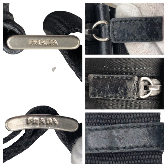PRADA Shoulder Bag Nylon Black black Crossbody Shoulder Bag Pochette Test Triangular logo mens Used Authentic