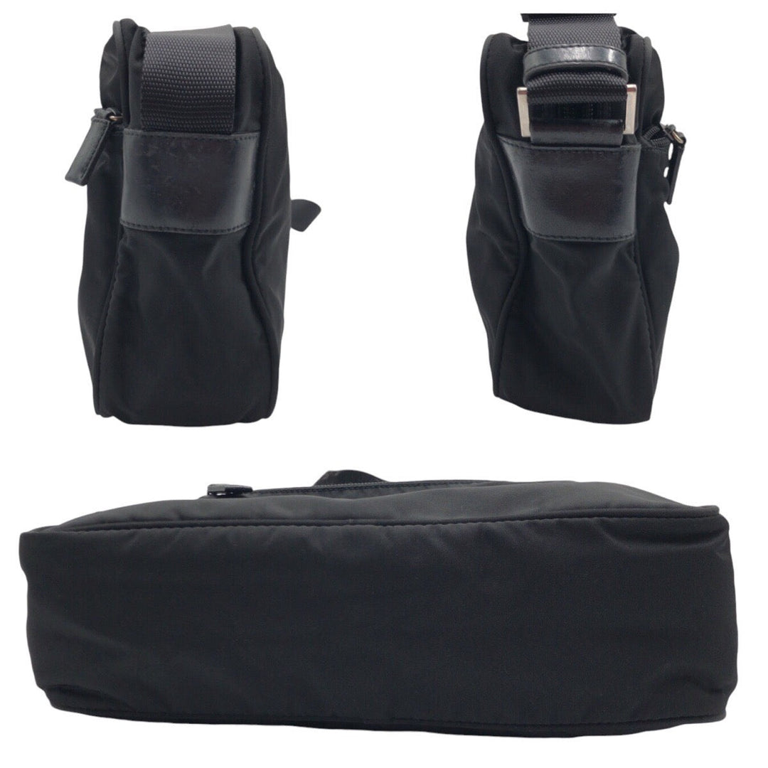 PRADA Shoulder Bag Nylon Black black Crossbody Shoulder Bag Pochette Test Triangular logo mens Used Authentic