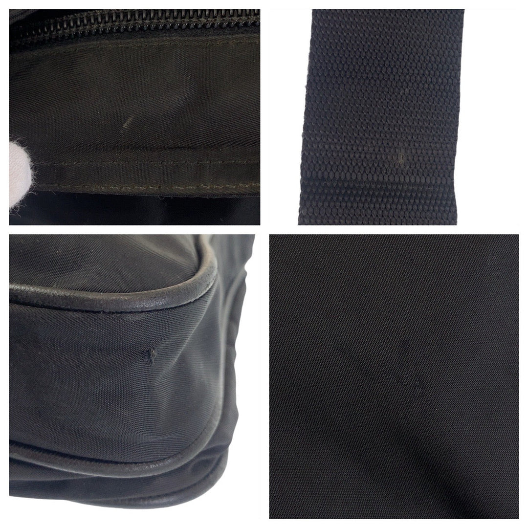 PRADA Shoulder Bag Nylon Black Silver Metal Crossbody Shoulder Bag Messenger Bag Test Triangle With logo mens Used Authentic